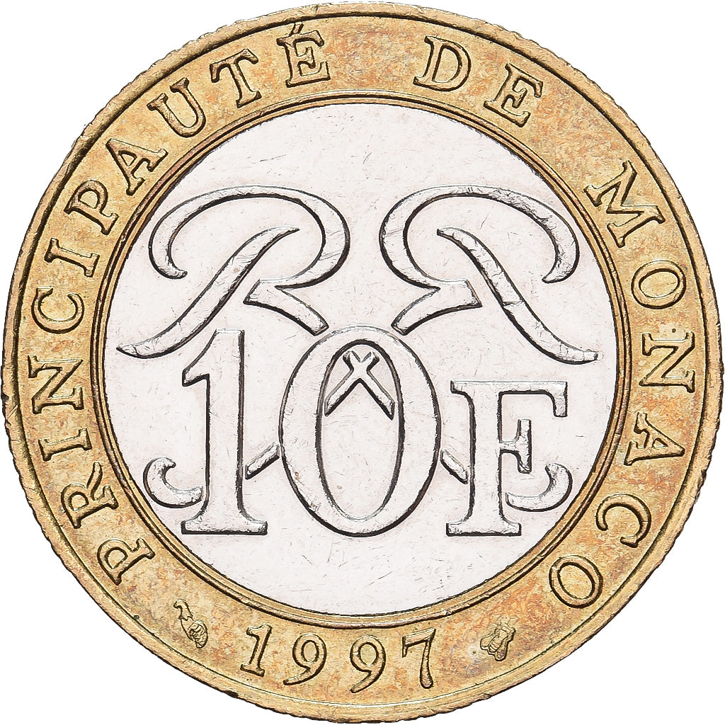 Monaco, Rainier III, 10 Francs, 1997, Bi-Metallic, AU(55-58), Gadoury:MC160