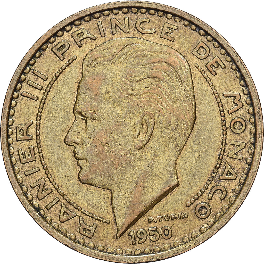Monaco, Rainier III, 50 Francs, Cinquante, 1950, Alluminio-bronzo, BB+