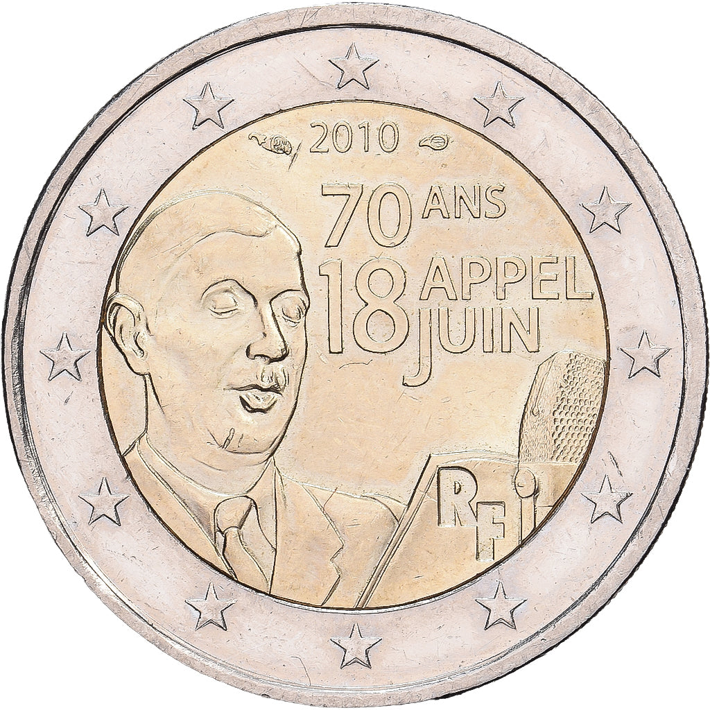Francia, 2 Euro, appel du 18 juin, 2010, Paris, Bimetálico, EBC+, Gadoury:12