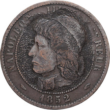 France, Napoléon III, 10 Centimes, 1852, Satirique, Cuivre, TTB