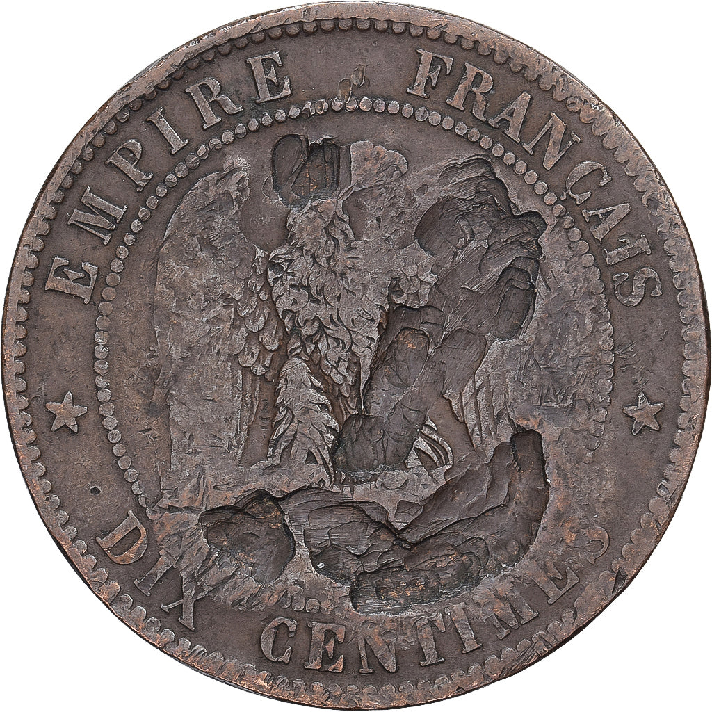 France, Napoléon III, 10 Centimes, 1852, Satirique, Cuivre, TTB