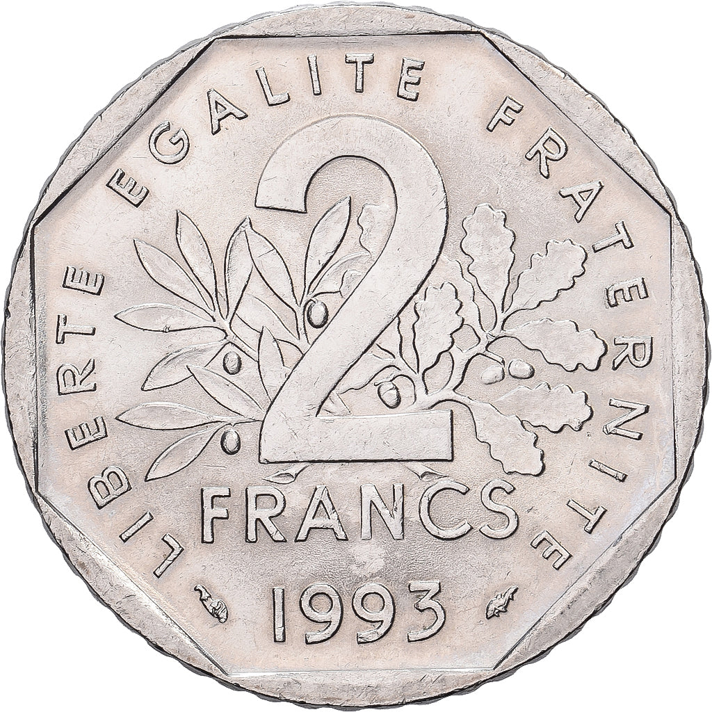 França, 2 Francs, Jean Moulin, 1993, Paris, Níquel, AU(55-58), Gadoury:548
