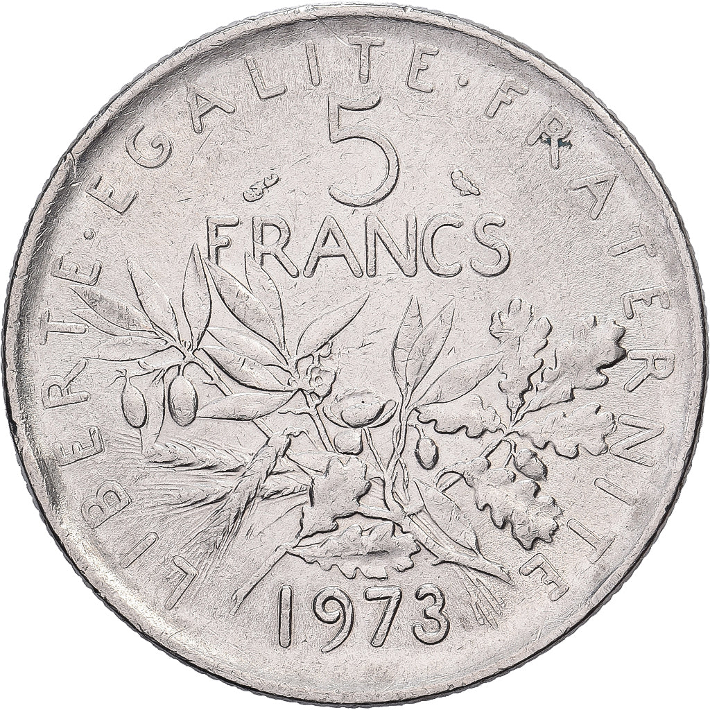 France, 5 Francs, Semeuse, 1973, Paris, Nickel Clad Copper-Nickel, AU(50-53)