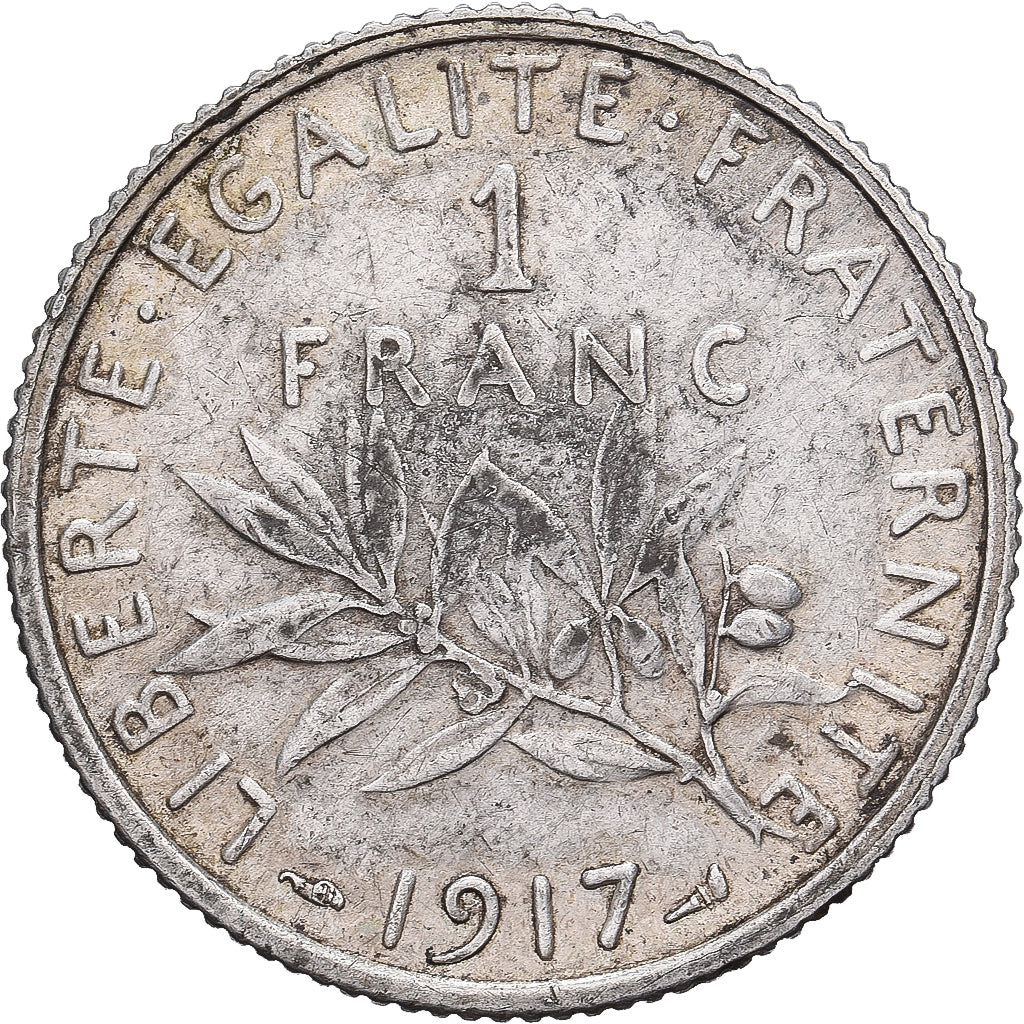 France, Franc, Semeuse, 1917, Paris, Argent, TTB, Gadoury:467, KM:844.1