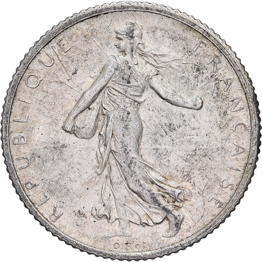 Francja, Franc, Semeuse, 1918, Paris, Srebro, EF(40-45), Gadoury:467, KM:844.1