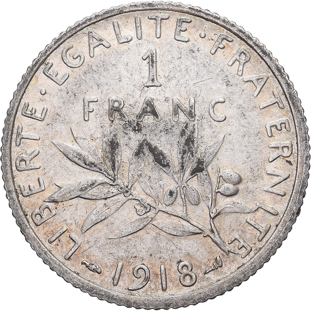 Francja, Franc, Semeuse, 1918, Paris, Srebro, EF(40-45), Gadoury:467, KM:844.1