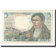 Francja, 5 Francs, Berger, 1943, 1943-08-05, AU(55-58), Fayette:5.3, KM:98a