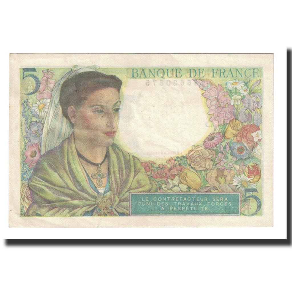 Francja, 5 Francs, Berger, 1943, 1943-08-05, AU(55-58), Fayette:5.3, KM:98a