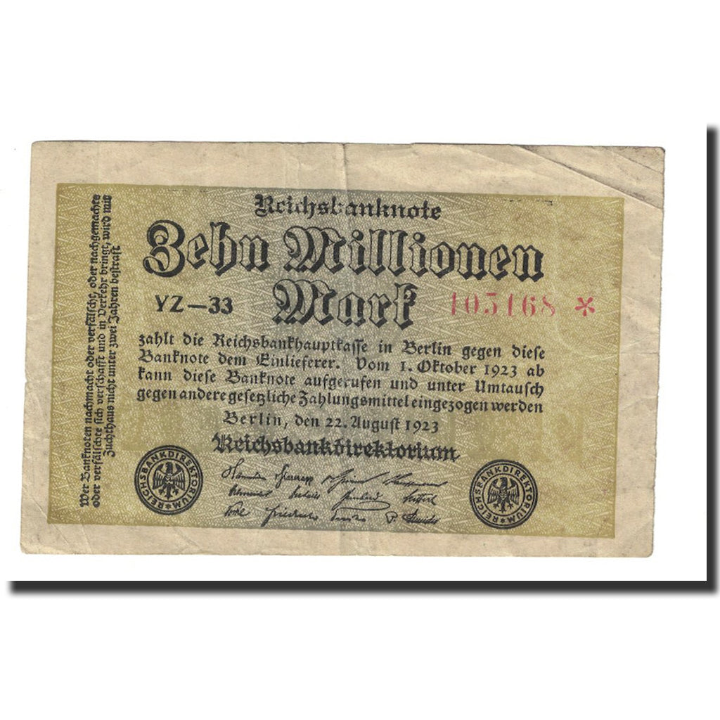 Banknote, Germany, 10 Millionen Mark, 1923, 1923-08-22, KM:106b, EF(40-45)