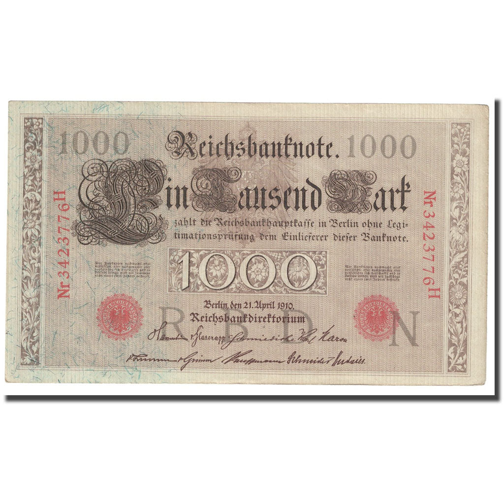 Biljet, Duitsland, 1000 Mark, 1910, 1910-04-21, KM:44b, SPL