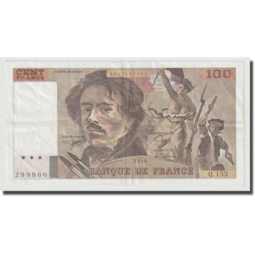 Frankreich, 100 Francs, Delacroix, 1990, SS+, Fayette:69bis.2a, KM:154e