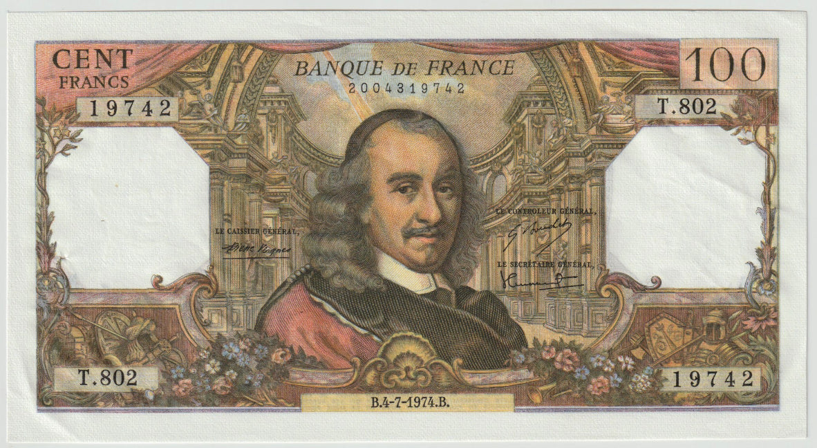 Francja, 100 Francs, Corneille, 1974, 1974-07-04, UNC(63), Fayette:65.46