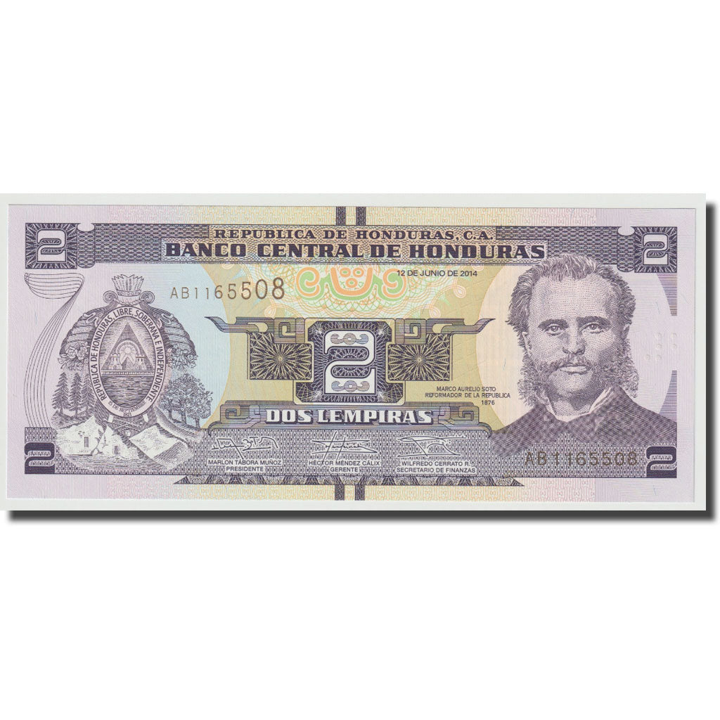 Banknot, Honduras, 2 Lempiras, 2014, 2014-06-12, UNC(65-70)