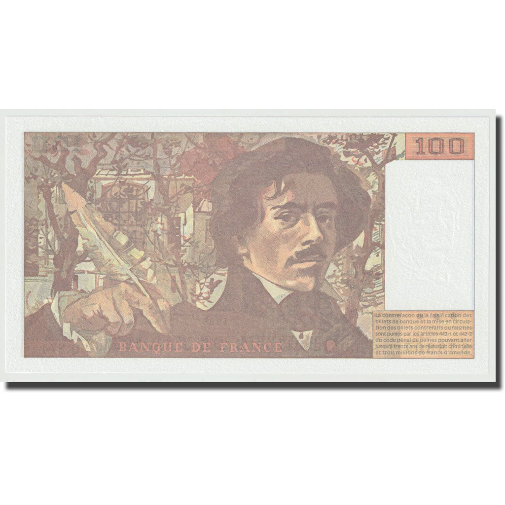 França, 100 Francs, Delacroix, 1995, UNC(65-70), Fayette:69ter.02b, KM:154h