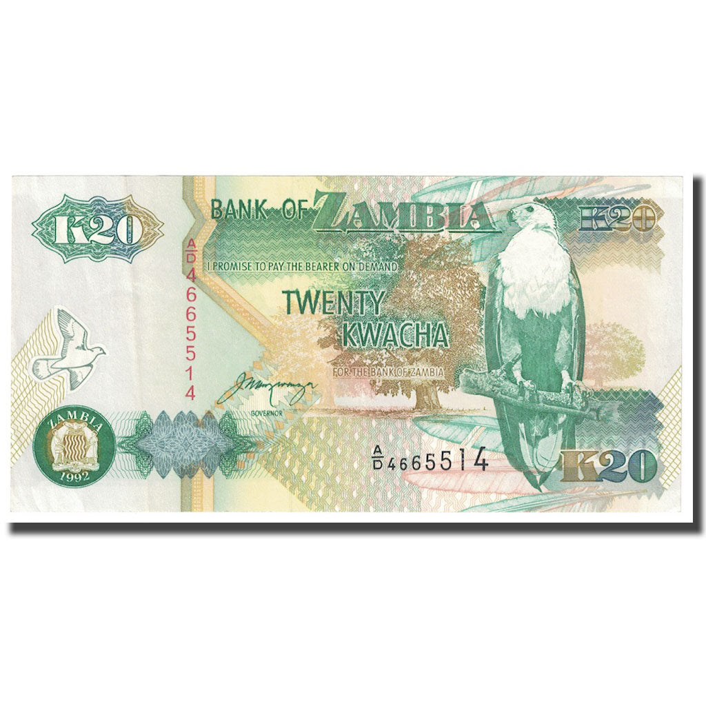 Geldschein, Sambia, 20 Kwacha, 1992, KM:32a, UNZ-