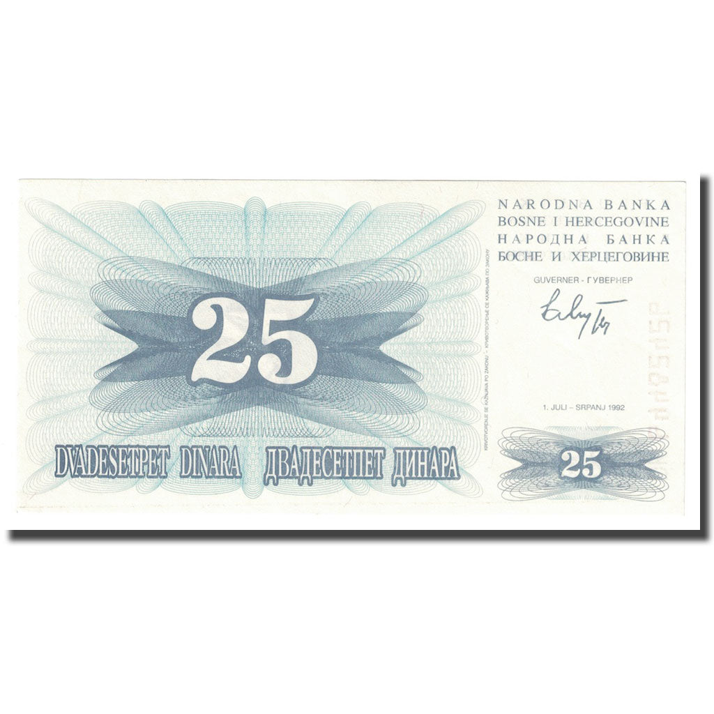 Geldschein, Bosnia - Herzegovina, 25 Dinara, 1992, 1992-07-01, KM:11a, UNZ