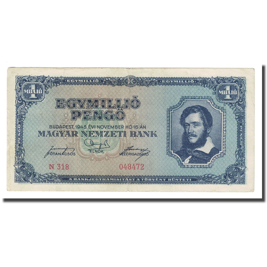 Banknote, Hungary, 1,000,000 Pengö, 1945, 1945-11-16, KM:122, EF(40-45)