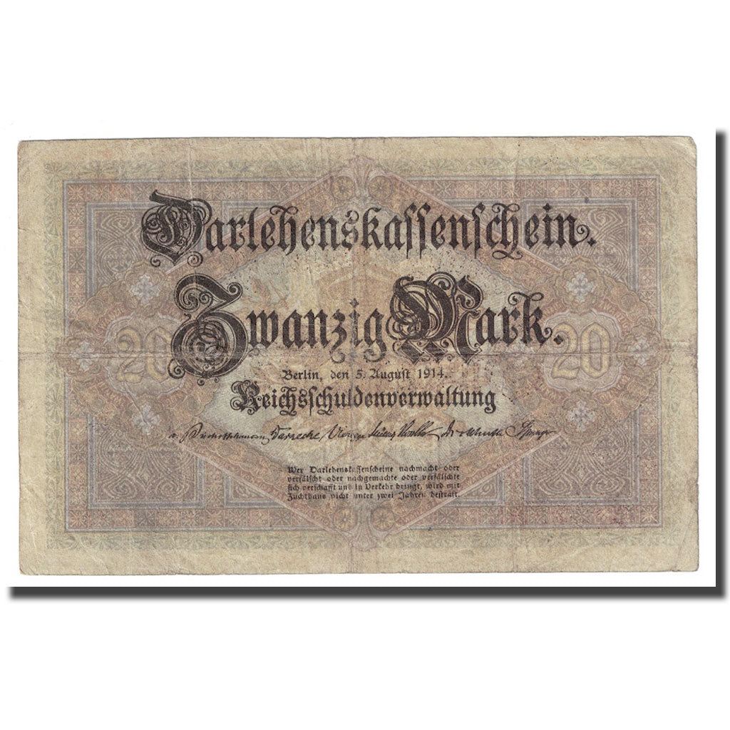Banknote, Germany, 20 Mark, 1914, 1914-08-05, KM:48b, EF(40-45)