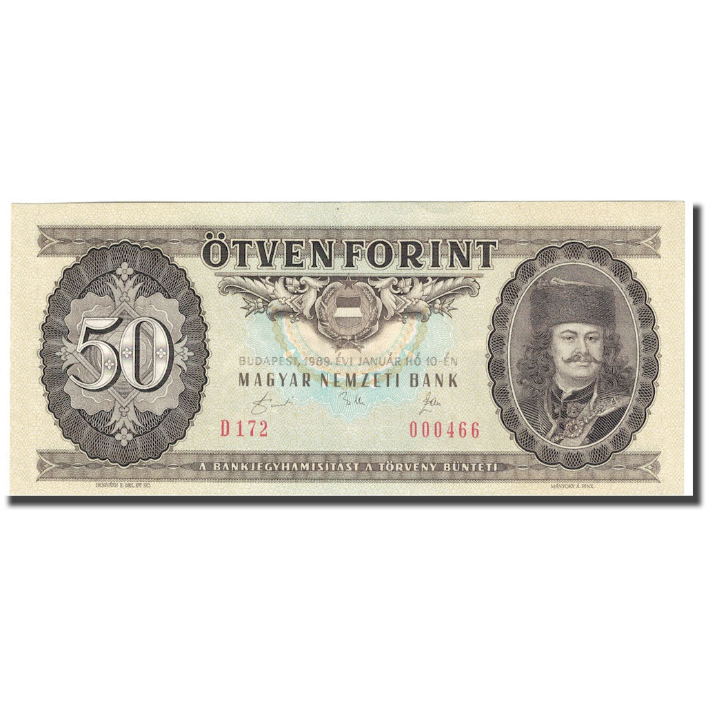 Geldschein, Ungarn, 50 Forint, 1989, 1989-01-10, KM:170h, UNZ-