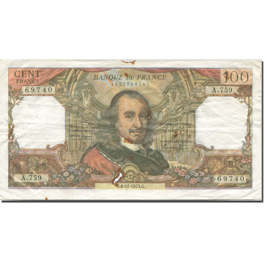Francia, 100 Francs, Corneille, 1973, 1973-11-08, BC, Fayette:65.44, KM:149d