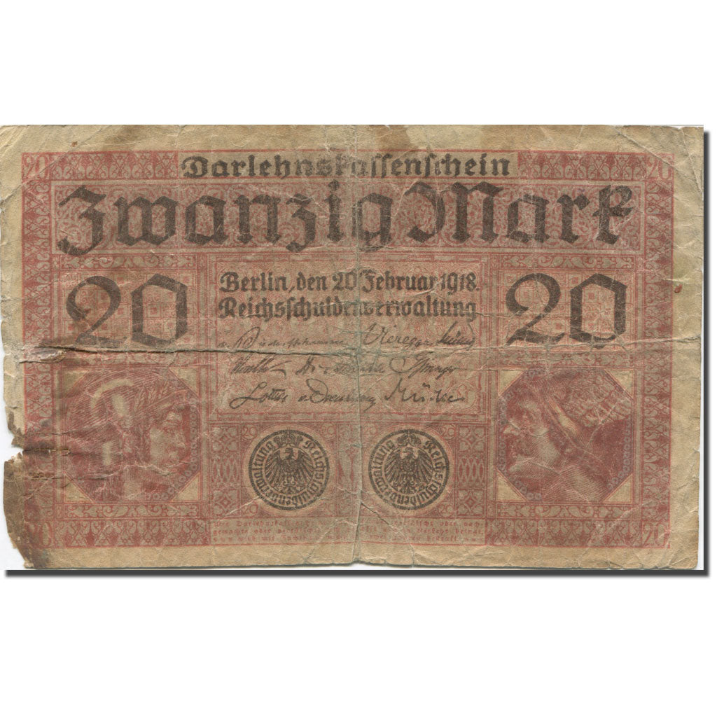 Banconote, Germania, 20 Mark, 1918, 1918-02-20, KM:57, B