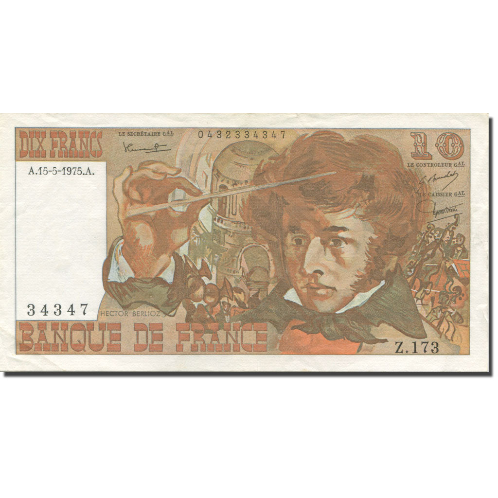 Frankreich, 10 Francs, Berlioz, 1975, 1975-05-15, VZ, Fayette:63.10, KM:150b