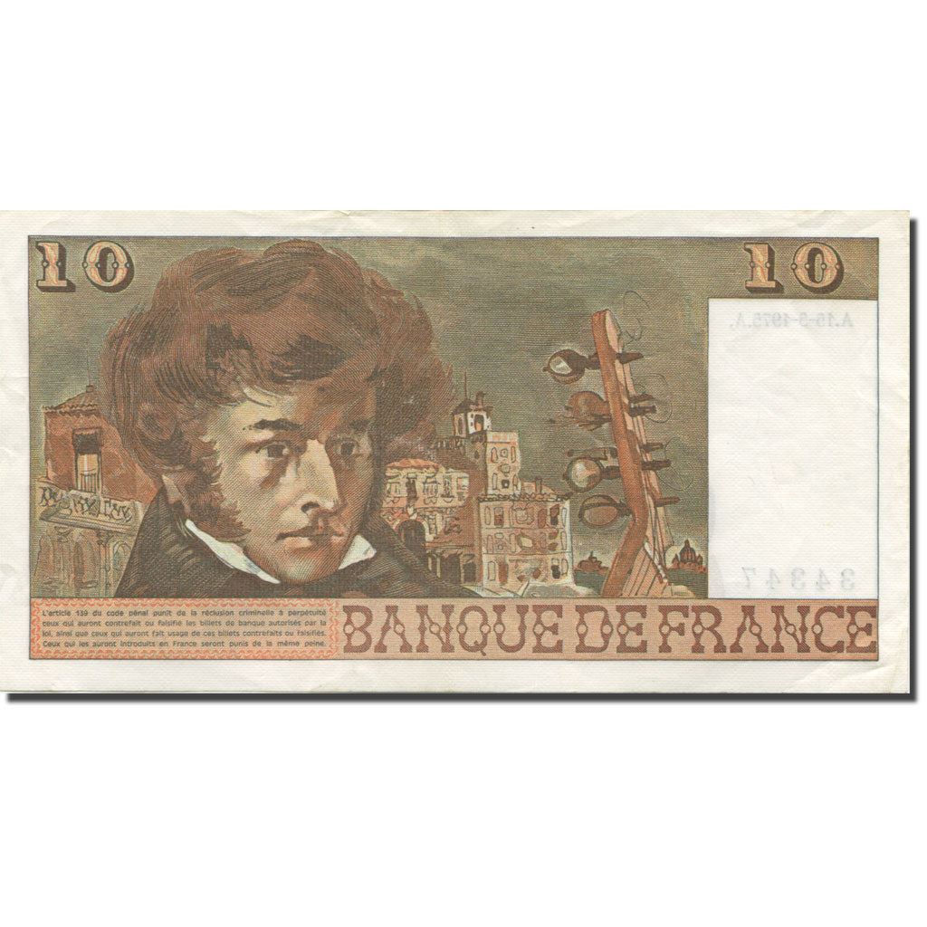 Frankreich, 10 Francs, Berlioz, 1975, 1975-05-15, VZ, Fayette:63.10, KM:150b