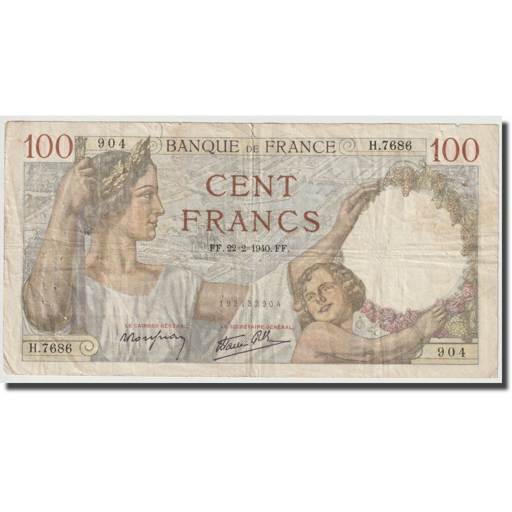 Francia, 100 Francs, Sully, 1940, 1940-02-22, MB, Fayette:26.23, KM:94