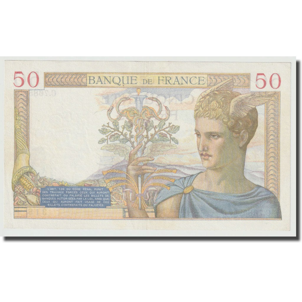 France, 50 Francs, Cérès, 1938, 1938-03-17, UNC(64), Fayette:18.10, KM:85b