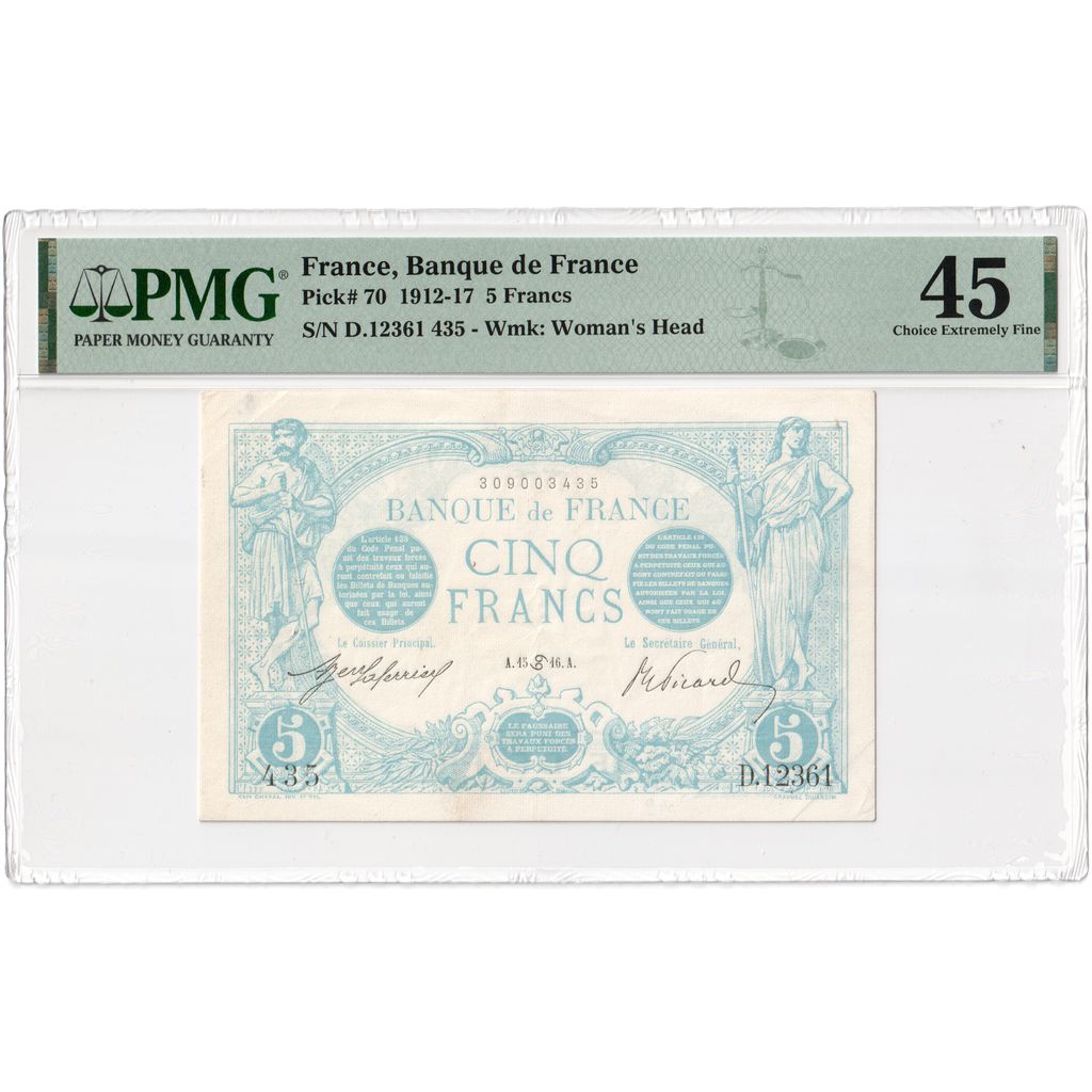 France, 5 Francs, Bleu, D.12361, SPL