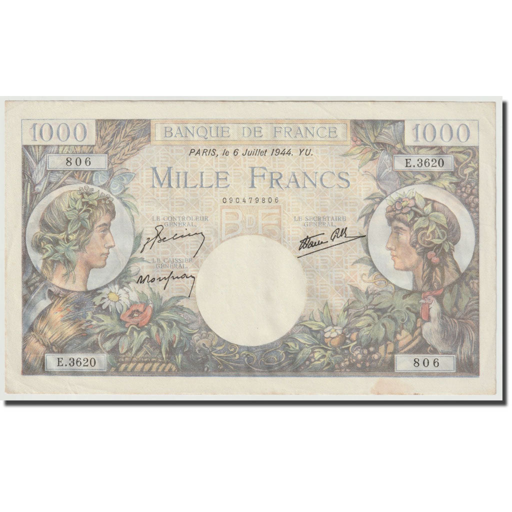 Frankreich, 1000 Francs, Commerce et Industrie, 1944, 1944-07-06, VZ