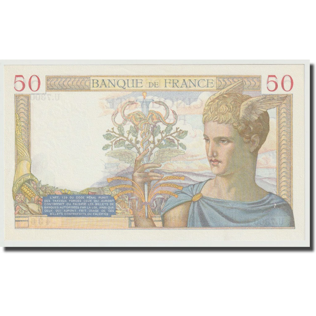 Francia, 50 Francs, Cérès, 1937, 1937-12-30, SPL, Fayette:18.6, KM:85b
