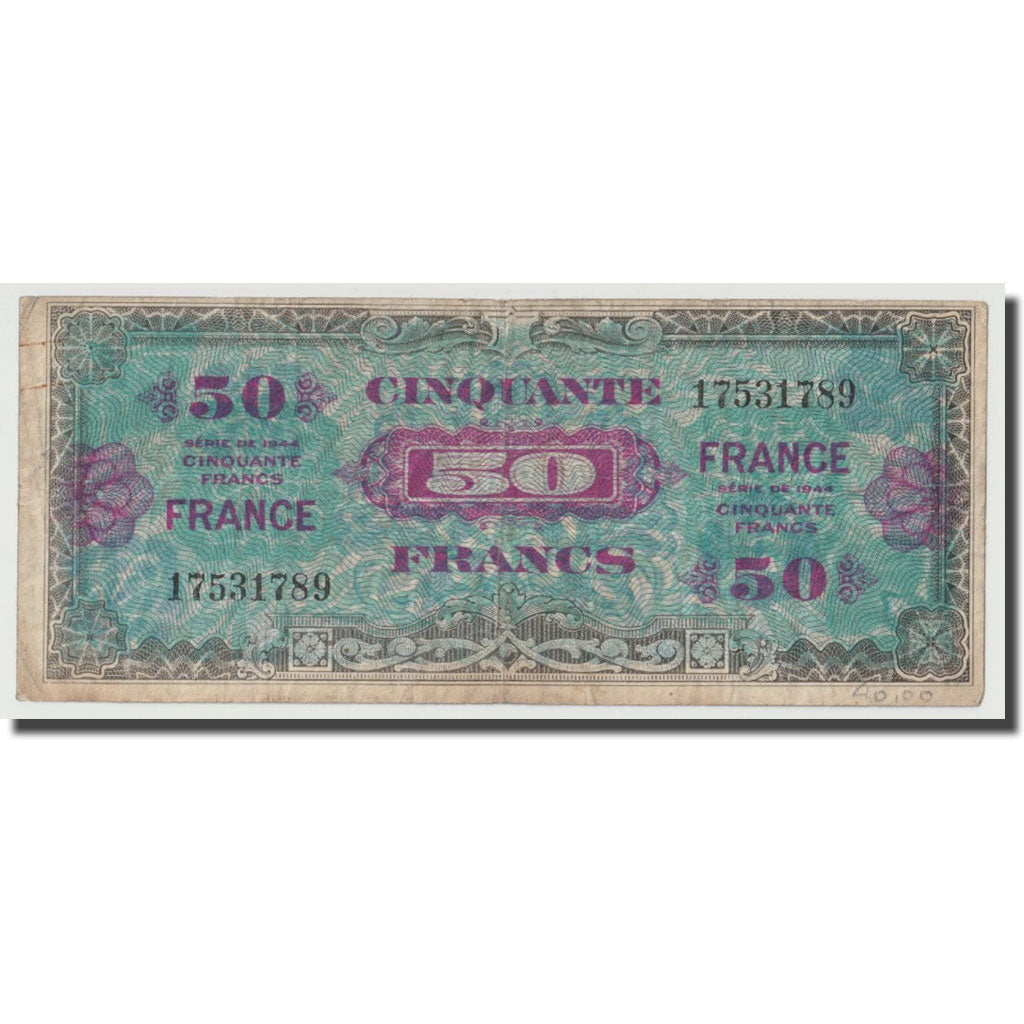 Francja, 50 Francs, 1945 Verso France, 1945, VF(30-35), Fayette:VF24.01, KM:122a