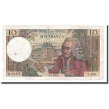 France, 10 Francs, Voltaire, 1968, 1968-04-04, AU(50-53), Fayette:62.32, KM:147c