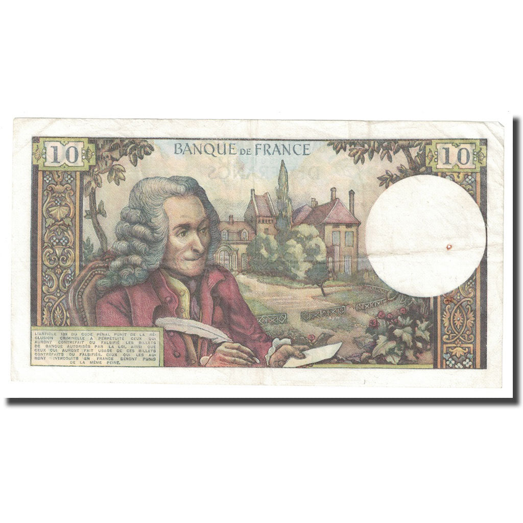Francia, 10 Francs, Voltaire, 1970, 1970-07-02, BB+, Fayette:62.45, KM:147c