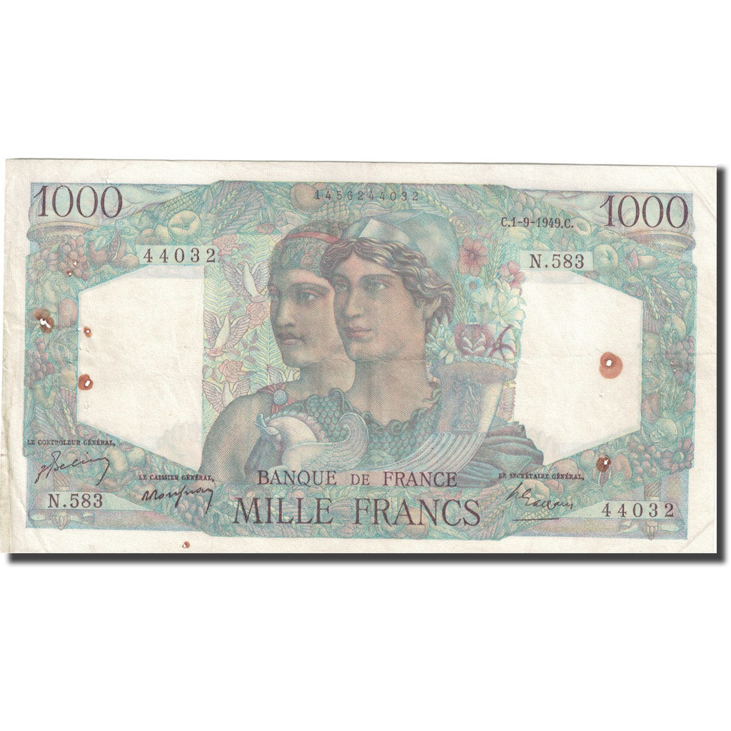 France, 1000 Francs, Minerve et Hercule, 1949, 1949-09-01, TB, Fayette:41.29