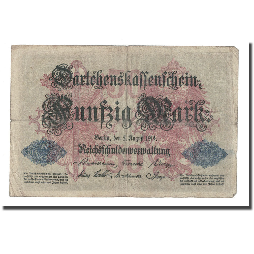 Banconote, Germania, 50 Mark, 1914, 1914-08-05, KM:49b, MB