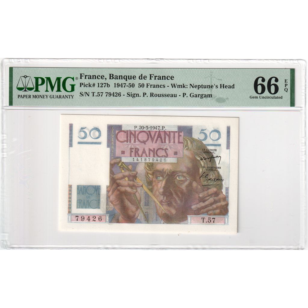 Francja, 50 Francs, Le Verrier, 1947-03-20, T.57, UNC(65-70)