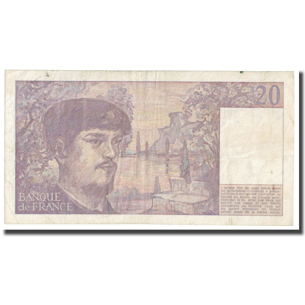 França, 20 Francs, Debussy, 1987, EF(40-45), Fayette:66.08, KM:151b