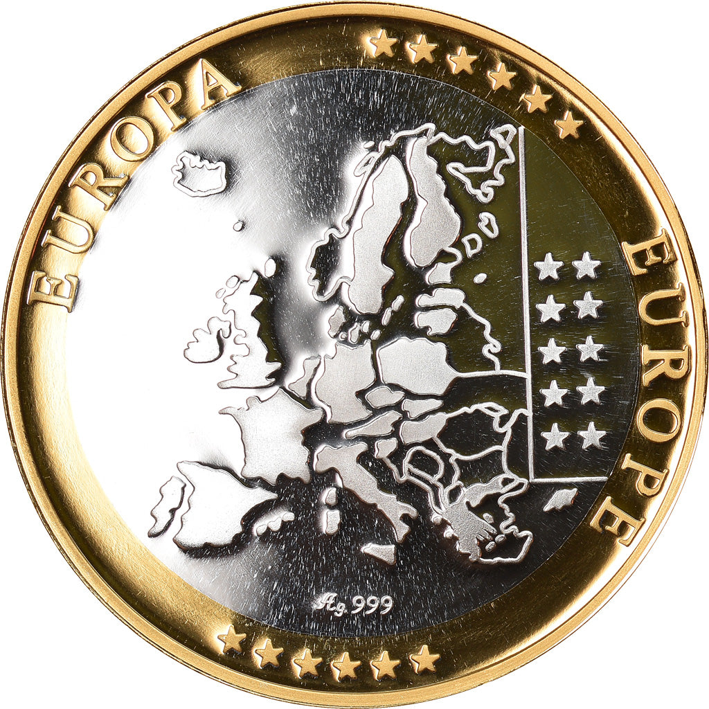 Monaco, Medal, L'Europe, Monaco, Politics, Society, War, MS(65-70), Silver