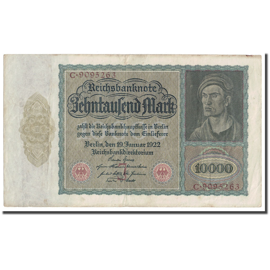 Banknote, Germany, 10,000 Mark, 1922, 1922-01-19, KM:70, EF(40-45)