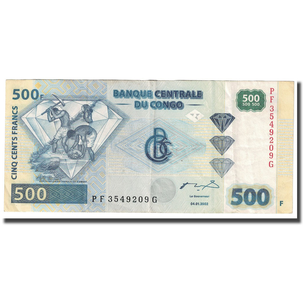 Banknot, Republika Demokratyczna Konga, 500 Francs, 2002, 2002-01-04, KM:96a