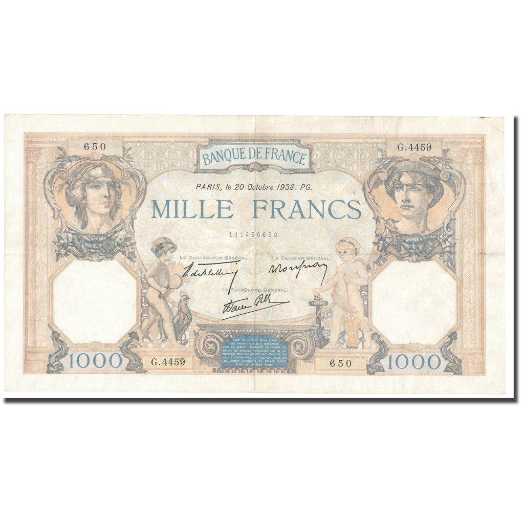 Frankrijk, 1000 Francs, Cérès et Mercure, 1938, 1938-10-20, SUP