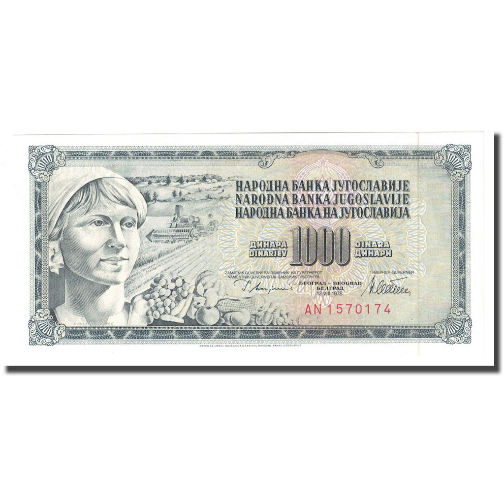 Banconote, Iugoslavia, 1000 Dinara, 1978, 1978-08-12, KM:92a, FDS