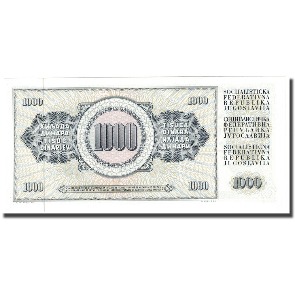 Banconote, Iugoslavia, 1000 Dinara, 1978, 1978-08-12, KM:92a, FDS