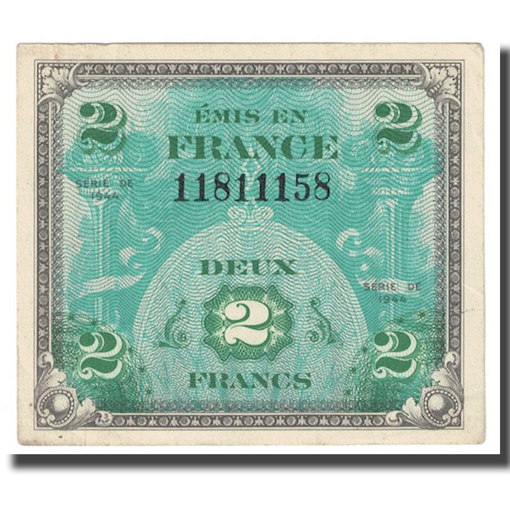 França, 2 Francs, Flag/France, 1944, AU(55-58), Fayette:VF16.1, KM:114a