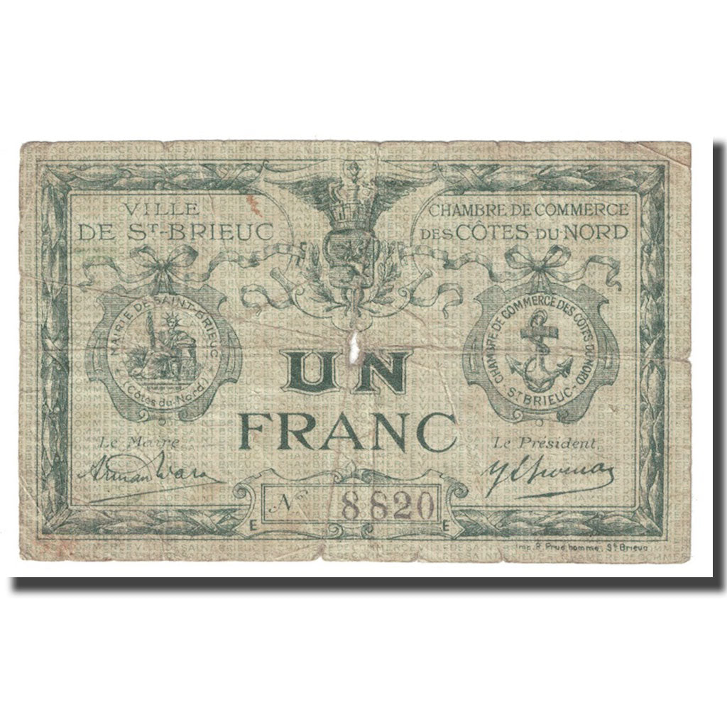 Frankrijk, Saint-Brieuc, 1 Franc, TB, Pirot:111-12