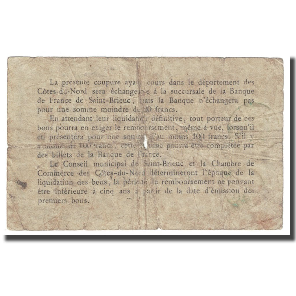 Frankrijk, Saint-Brieuc, 1 Franc, TB, Pirot:111-12