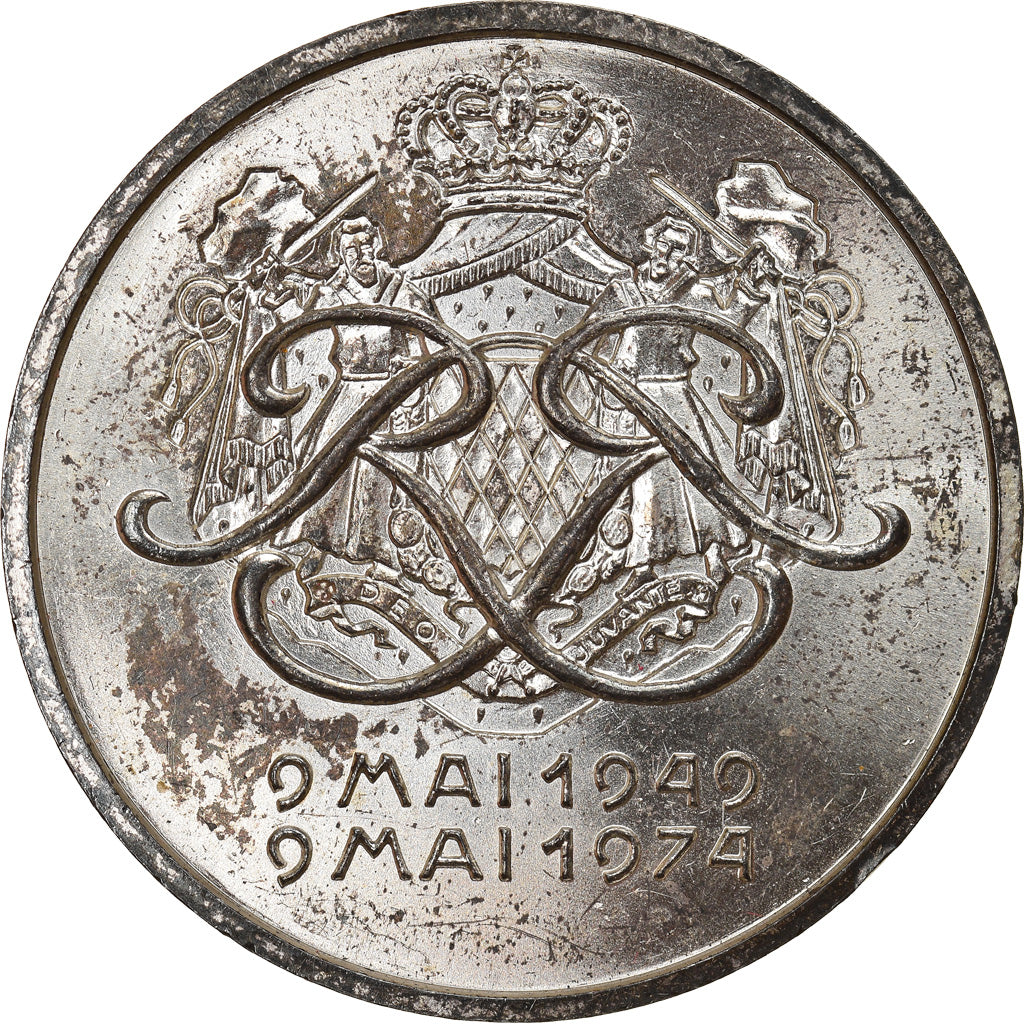 Monaco, Medal, Prince Rainier III, 1974, AU(55-58), Silver