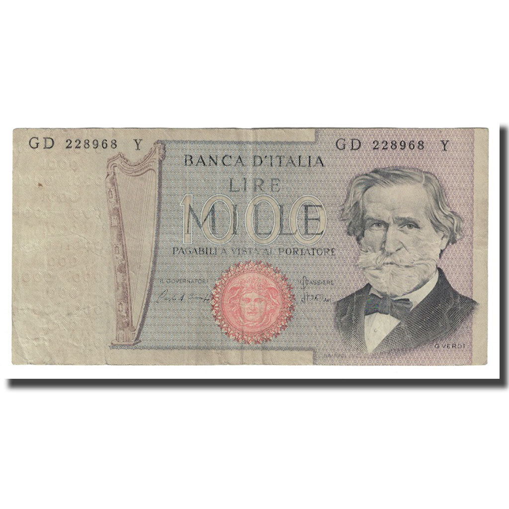 Billete, 1000 Lire, 1969, Italia, 1969-02-26, KM:101h, RC+